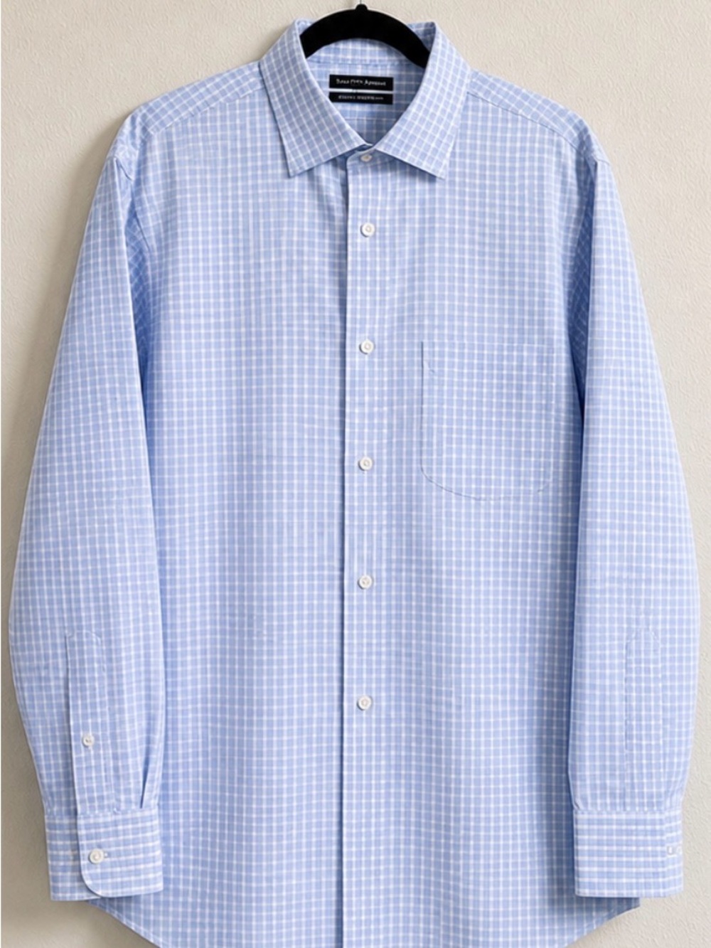 Saks Fifth Avenue Light Blue Windowpane Dress Shirt - Picture 1 of 5